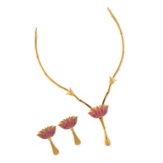 TANUJAA FANCY FLOWER STICK NECKLACE AND STUD